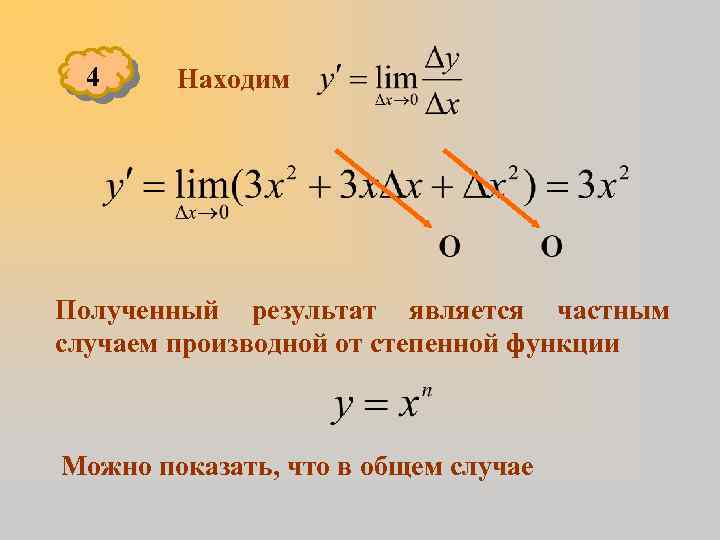 4 Находим Полученный результат является частным случаем производной от степенной функции Можно показать, что