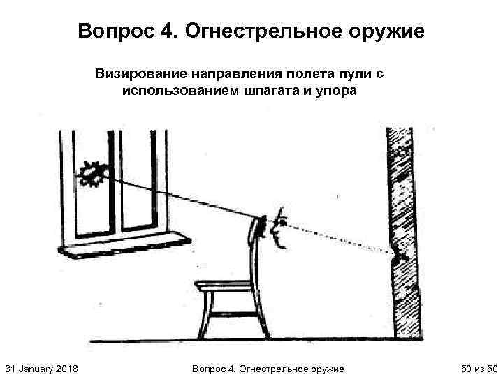 Направление выстрела. Визирование криминалистика. Метод визирования в криминалистике. Визирование направления полета пули. Направление выстрела определяется.