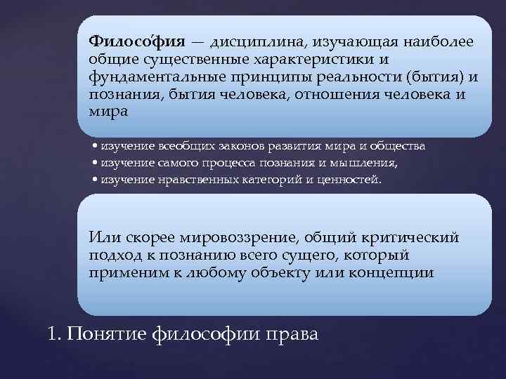  Филосо фия — дисциплина, изучающая наиболее общие существенные характеристики и фундаментальные принципы реальности