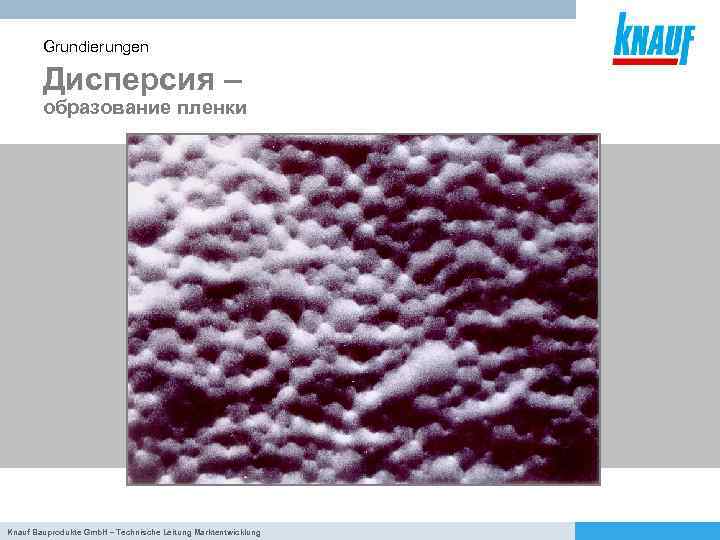 Grundierungen Дисперсия – образование пленки Knauf Bauprodukte Gmb. H – Technische Leitung Marktentwicklung 