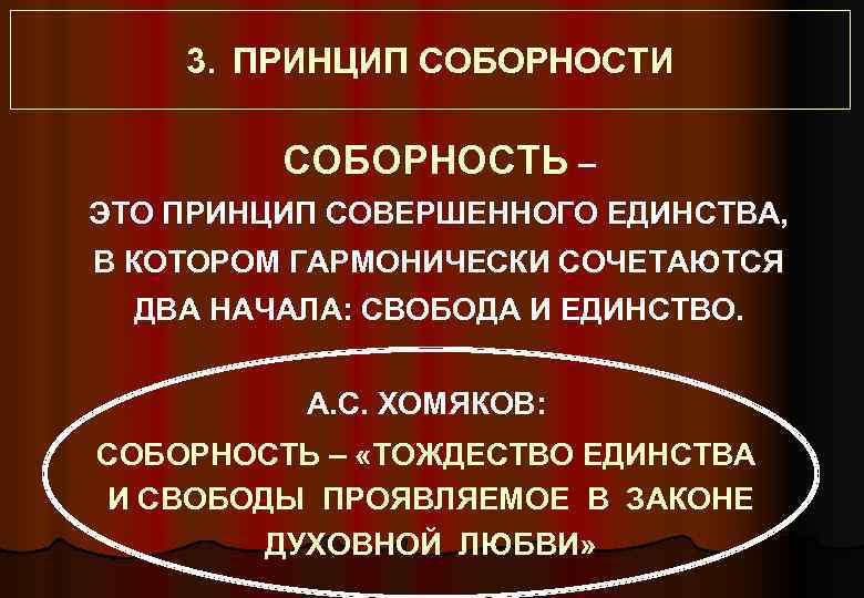 3. ПРИНЦИП СОБОРНОСТИ СОБОРНОСТЬ – ЭТО ПРИНЦИП СОВЕРШЕННОГО ЕДИНСТВА, В КОТОРОМ ГАРМОНИЧЕСКИ СОЧЕТАЮТСЯ ДВА