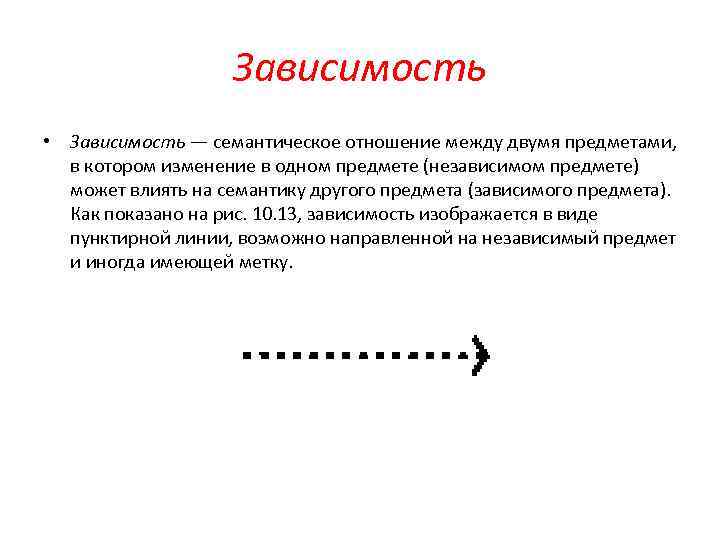 Зависимость • Зависимость — семантическое отношение между двумя предметами, в котором изменение в одном