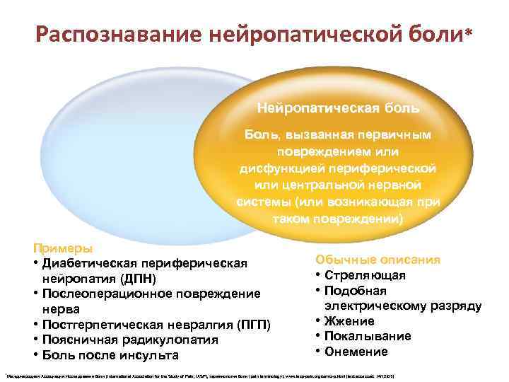 Распознавание нейропатической боли* Нейропатическая боль Боль, вызванная первичным повреждением или дисфункцией периферической или центральной
