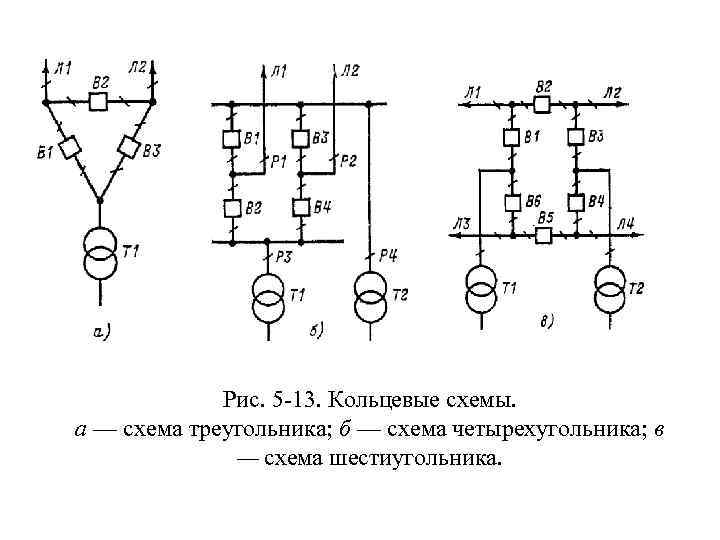 В кольцевых схемах каждый элемент линия трансформатор