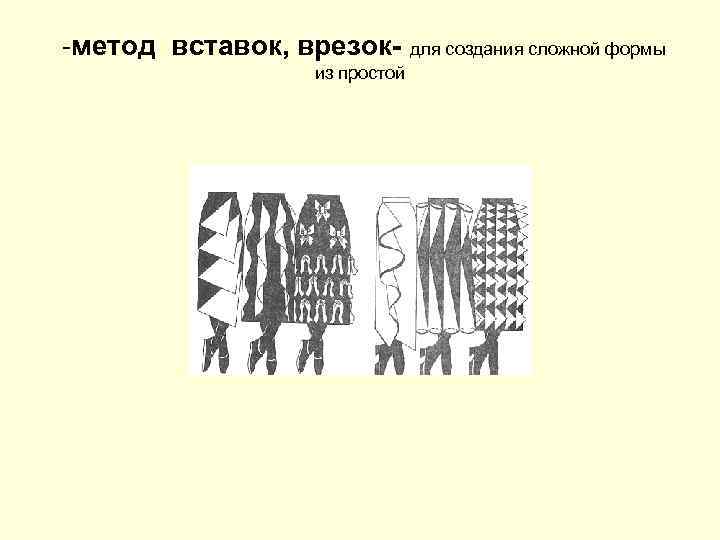 -метод вставок, врезок- для создания сложной формы из простой 