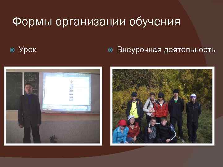 Формы организации обучения Урок Внеурочная деятельность 