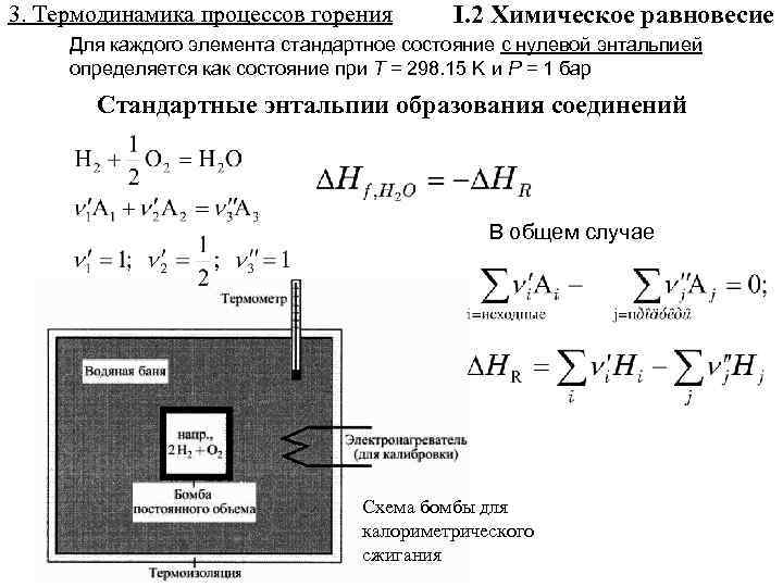 3. Термодинамика процессов горения I. 2 Химическое равновесие Для каждого элемента стандартное состояние с