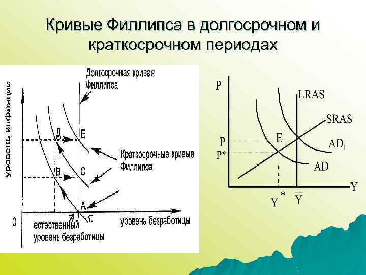Кривые Филлипса в долгосрочном и краткосрочном периодах 