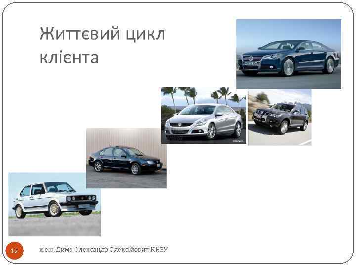 Життєвий цикл клієнта 12 к. е. н. Дима Олександр Олексійович КНЕУ 