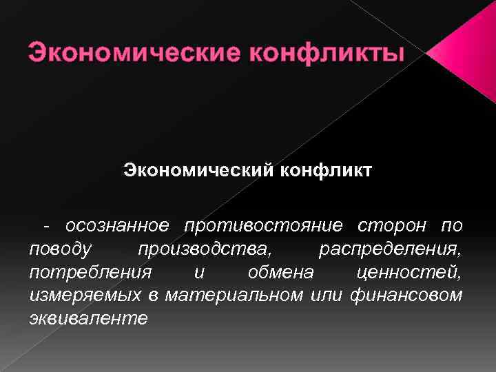 Экономические конфликты презентация