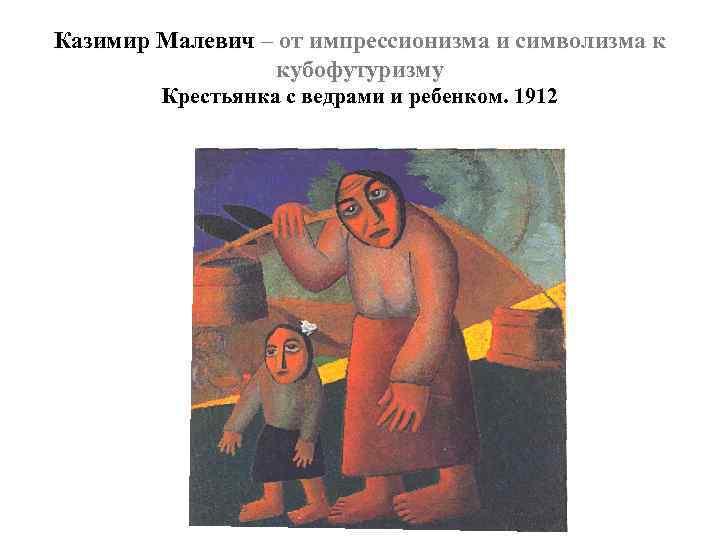 Казимир Малевич – от импрессионизма и символизма к кубофутуризму Крестьянка с ведрами и ребенком.