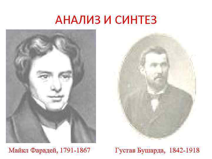 АНАЛИЗ И СИНТЕЗ Майкл Фарадей, 1791 -1867 Густав Бушарда, 1842 -1918 