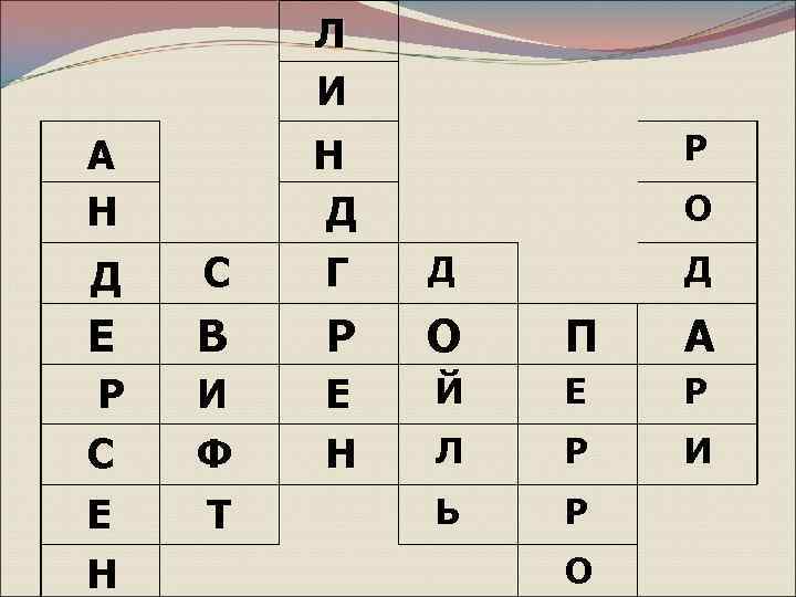 Л И А Н Р Д С Н Д Г Е В Р О