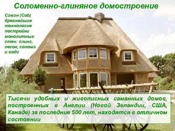 Соломенно-глиняное домостроение Саман (Cob) древнейшая технология постройки монолитных стен: глина, песок, солома и вода