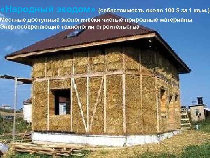  «Народный экодом» (себестоимость около 100 $ за 1 кв. м. ) Местные доступные