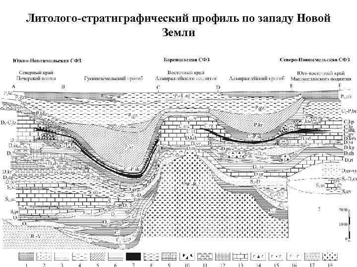 Литолого-стратиграфический профиль по западу Новой Земли 