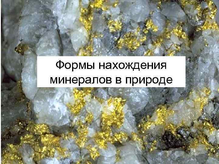 Формы нахождения минералов в природе 