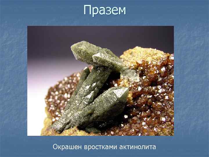 Празем Окрашен вростками актинолита 