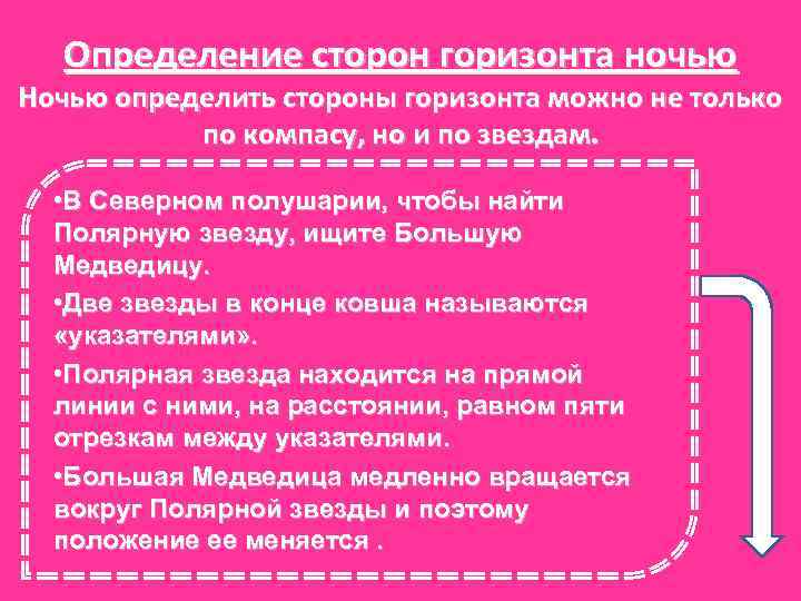 Определение сторон горизонта ночью Ночью определить стороны горизонта можно не только по компасу, но
