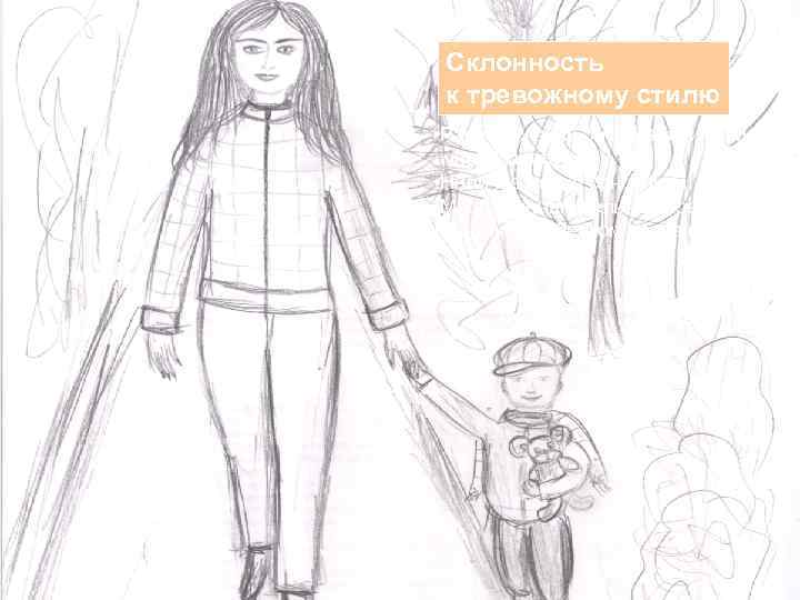 Склонность к тревожному стилю • Расположение рисунка в нижней части листа • Наличие линии