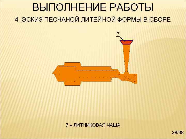 ВЫПОЛНЕНИЕ РАБОТЫ 4. ЭСКИЗ ПЕСЧАНОЙ ЛИТЕЙНОЙ ФОРМЫ В СБОРЕ 7 – ЛИТНИКОВАЯ ЧАША 28/38