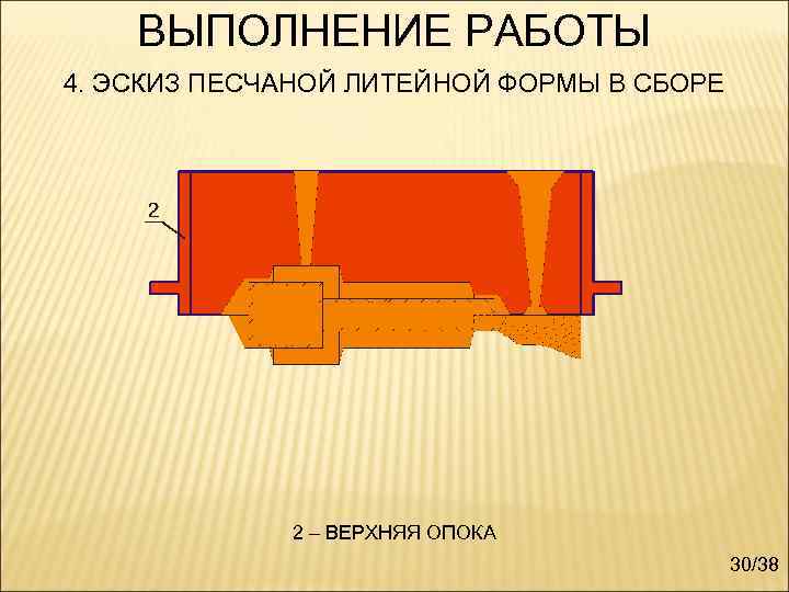 ВЫПОЛНЕНИЕ РАБОТЫ 4. ЭСКИЗ ПЕСЧАНОЙ ЛИТЕЙНОЙ ФОРМЫ В СБОРЕ 2 – ВЕРХНЯЯ ОПОКА 30/38
