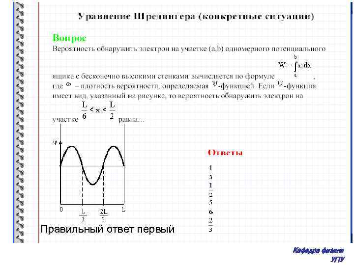 На рисунках приведены картины вероятности нахождения электрона в потенциальном ящике