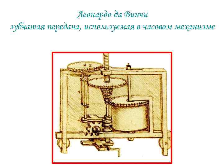 Леонардо да Винчи зубчатая передача, используемая в часовом механизме 