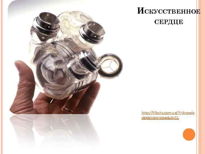 ИСКУССТВЕННОЕ СЕРДЦЕ http: //lifecity. com. ua/? l=knowle dge&mod=view&id=51 