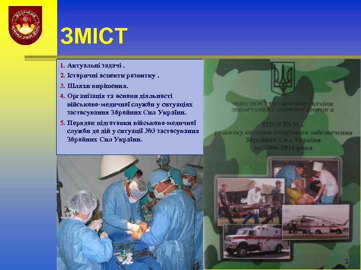 ЗМІСТ 1. Актуальні задачі. 2. Історичні аспекти розвитку. 3. Шляхи вирішення. 4. Організація та