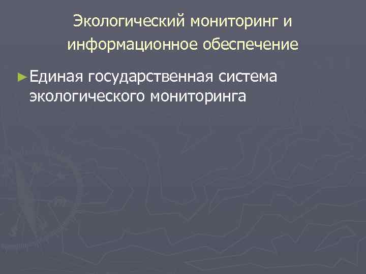 Экологический мониторинг и информационное обеспечение ► Единая государственная система экологического мониторинга 