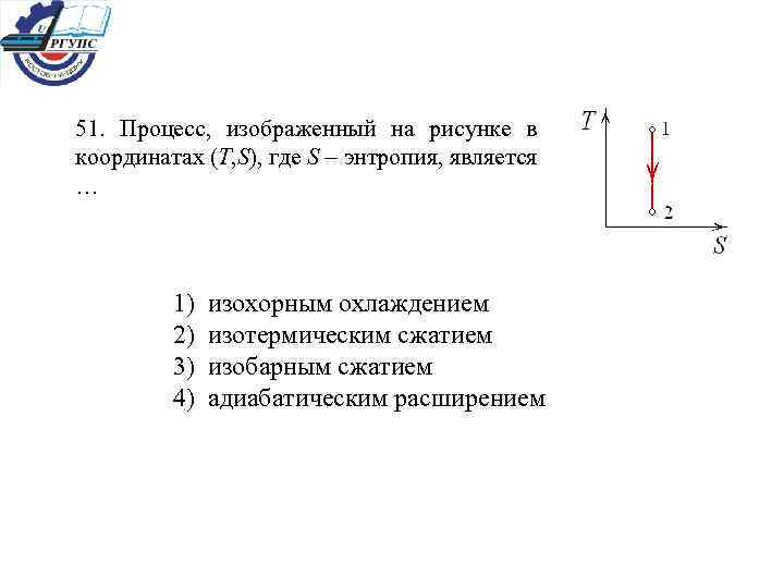 51. Процесс, изображенный на рисунке в координатах (T, S), где S энтропия, является …