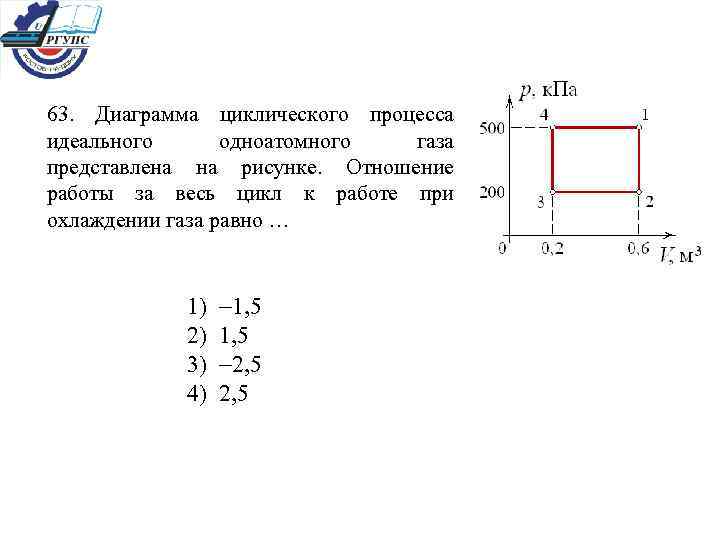 На рисунке показан график циклического процесса проведенного с одноатомным идеальным газом vt