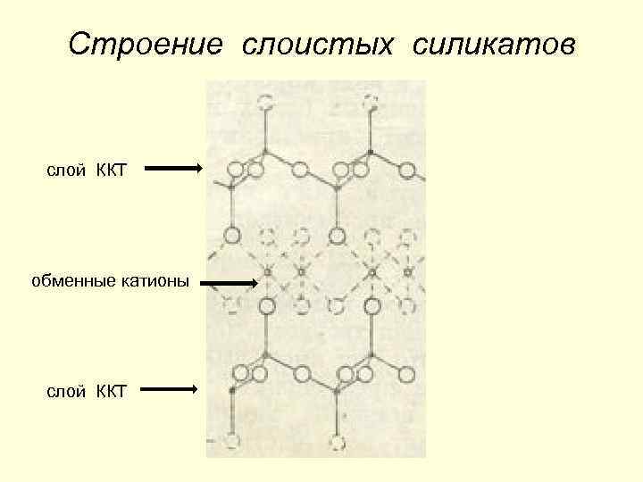 Строение слоистых силикатов слой ККТ обменные катионы слой ККТ 