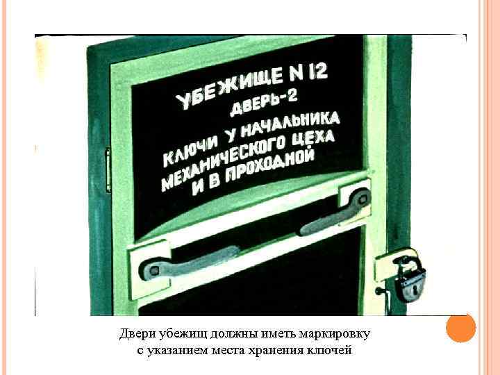Двери убежищ должны иметь маркировку с указанием места хранения ключей 
