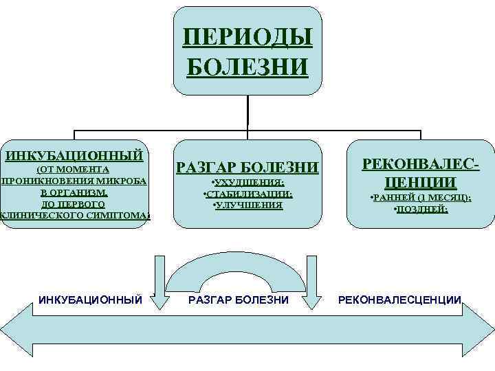 ПЕРИОДЫ БОЛЕЗНИ ИНКУБАЦИОННЫЙ (ОТ МОМЕНТА ПРОНИКНОВЕНИЯ МИКРОБА В ОРГАНИЗМ, ДО ПЕРВОГО КЛИНИЧЕСКОГО СИМПТОМА) ИНКУБАЦИОННЫЙ