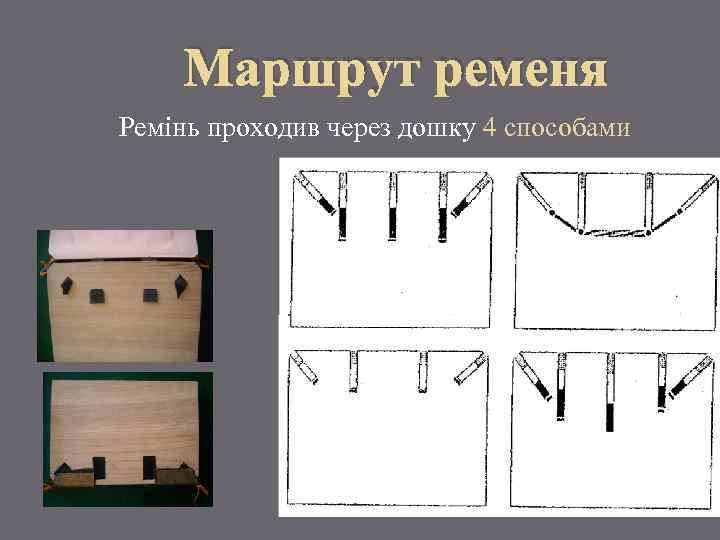 Маршрут ременя Ремінь проходив через дошку 4 способами 