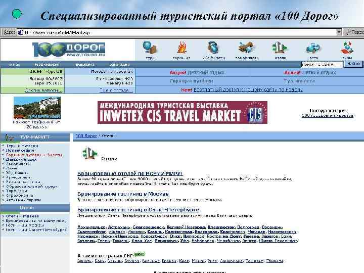 Специализированный туристский портал « 100 Дорог» 