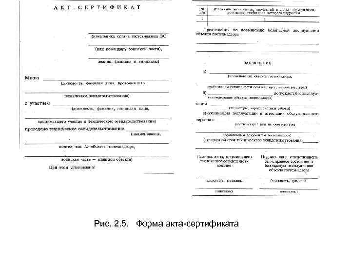 Рис. 2. 5. Форма акта-сертификата 