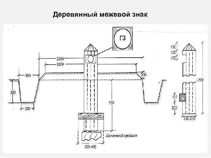 Деревянный межевой знак 