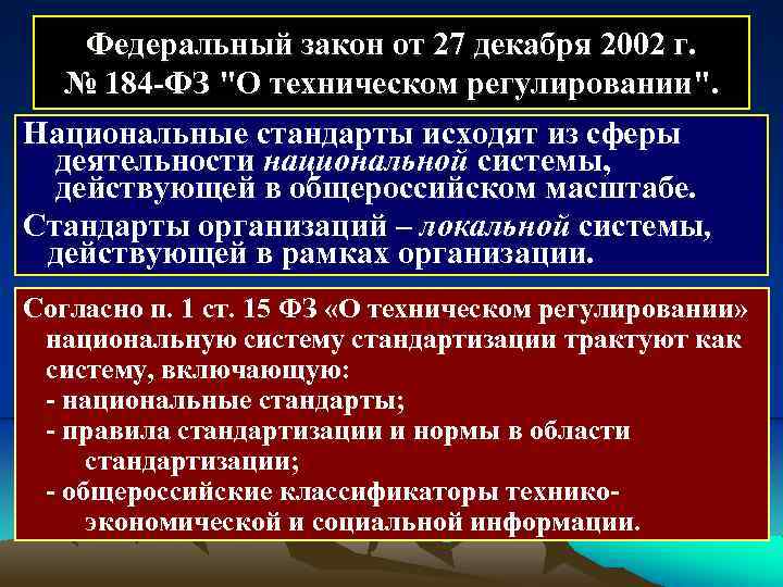 Федеральный закон от 27 декабря 2002 г. № 184 ФЗ 