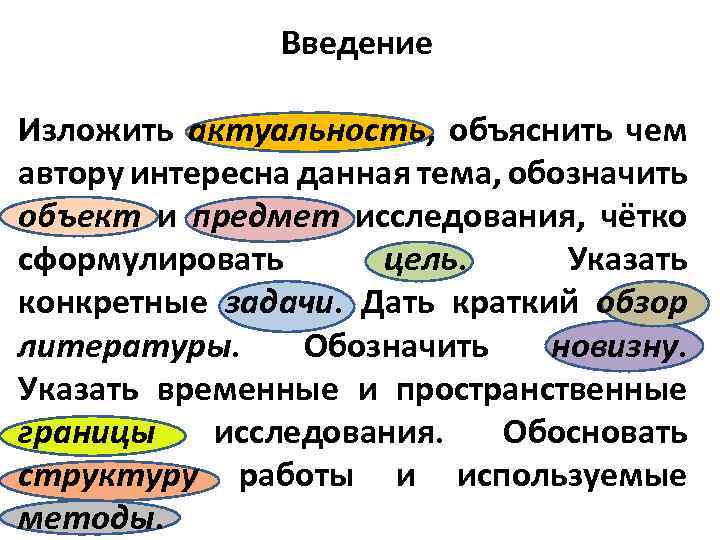 Введение Изложить актуальность, объяснить чем автору интересна данная тема, обозначить объект и предмет исследования,