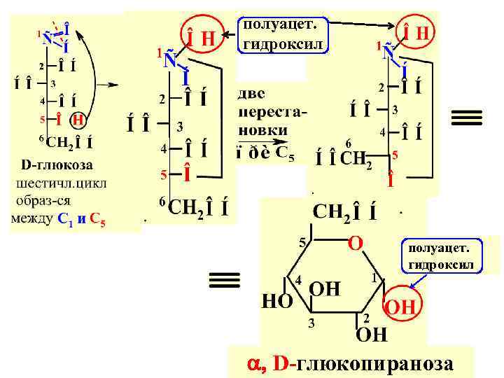 полуацет. гидроксил , D-глюкопираноза 