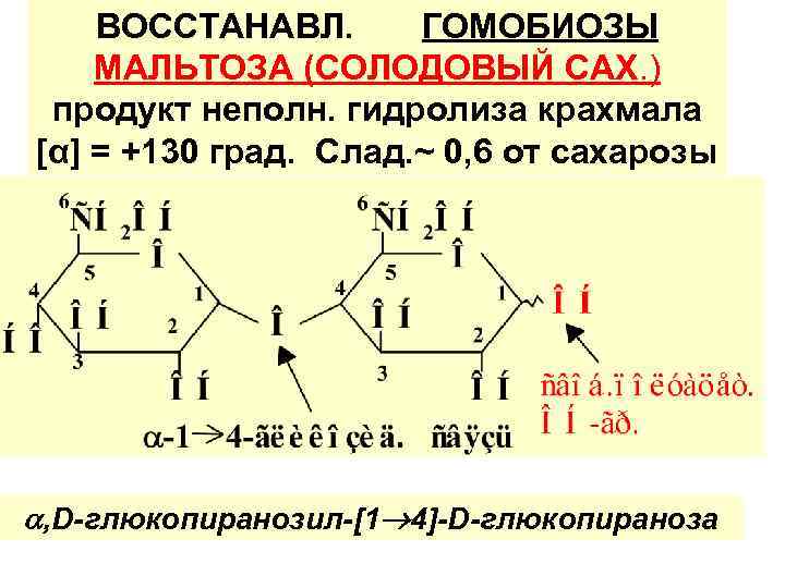 ВОССТАНАВЛ. ГОМОБИОЗЫ МАЛЬТОЗА (СОЛОДОВЫЙ САХ. ) продукт неполн. гидролиза крахмала [α] = +130 град.