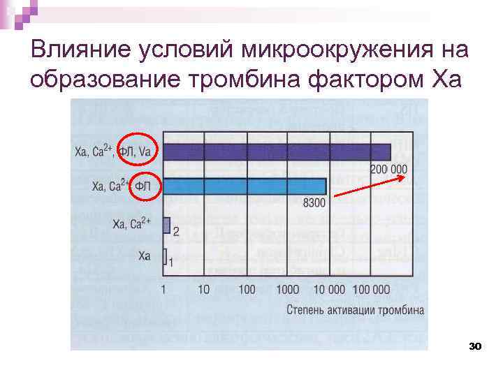 Влияние условий микроокружения на образование тромбина фактором Ха 30 