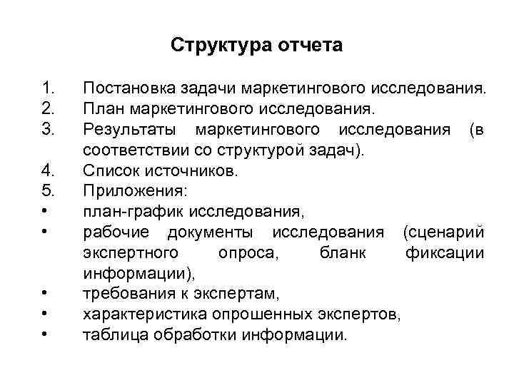 Структура отчета