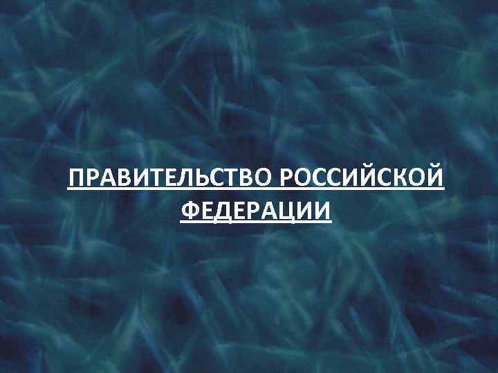 ПРАВИТЕЛЬСТВО РОССИЙСКОЙ ФЕДЕРАЦИИ 