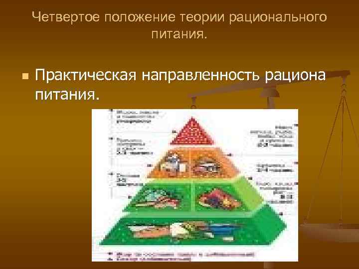 Четвертое положение теории рационального питания. n Практическая направленность рациона питания. 