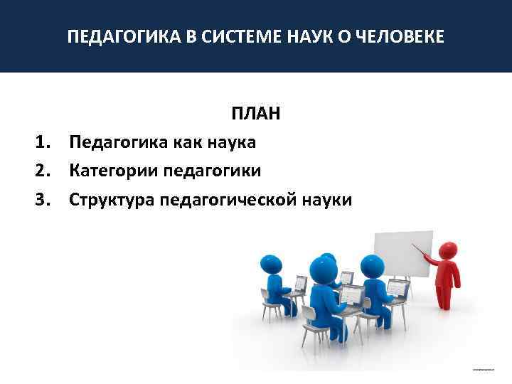 ПЕДАГОГИКА В СИСТЕМЕ НАУК О ЧЕЛОВЕКЕ ПЛАН 1. Педагогика как наука 2. Категории педагогики