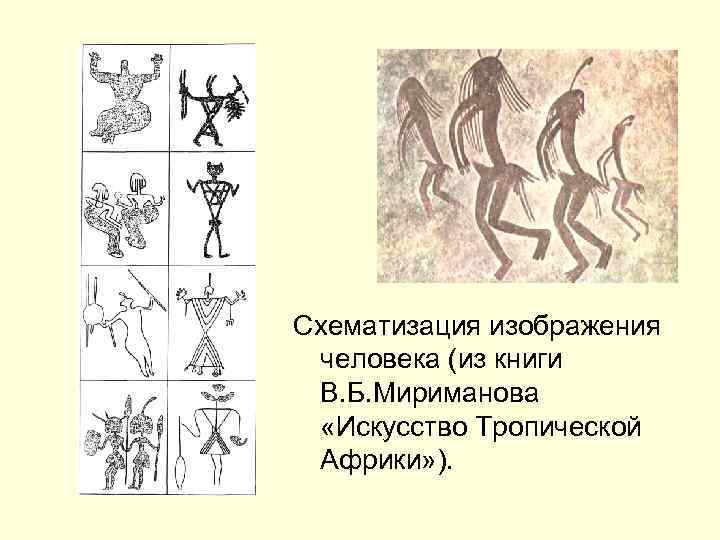 Схематизация изображения человека (из книги В. Б. Мириманова «Искусство Тропической Африки» ). 